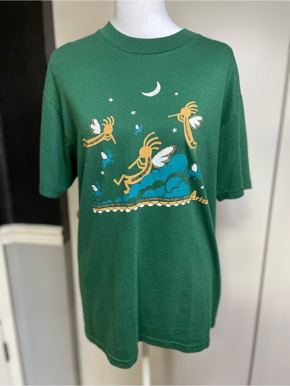 Hanes Green Tee with Gold & Blue Angel Graphic